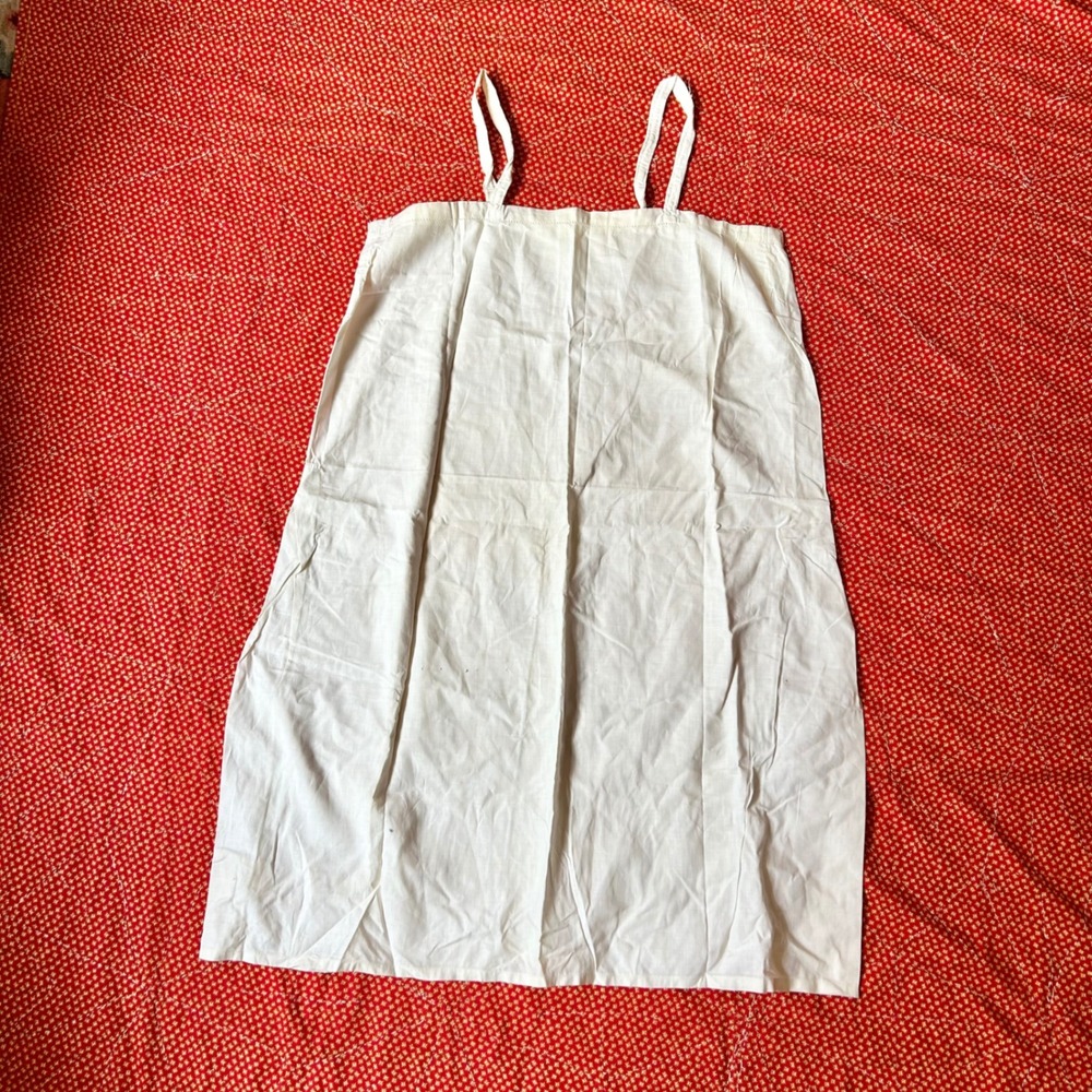 Antique 1920s White Cotton Chemise feedsack Dress Sleeveless Nightgown